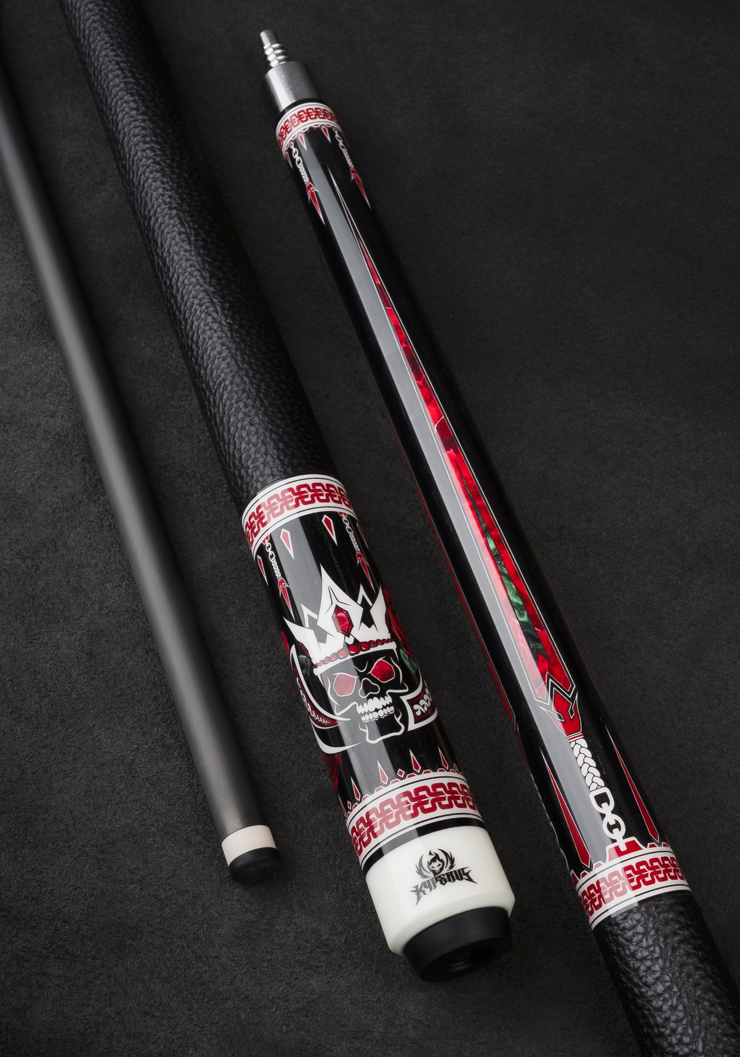 Re:venant Carbon Pool Cue, Hard Maple Cue Butt, Genuine Leather Wrap