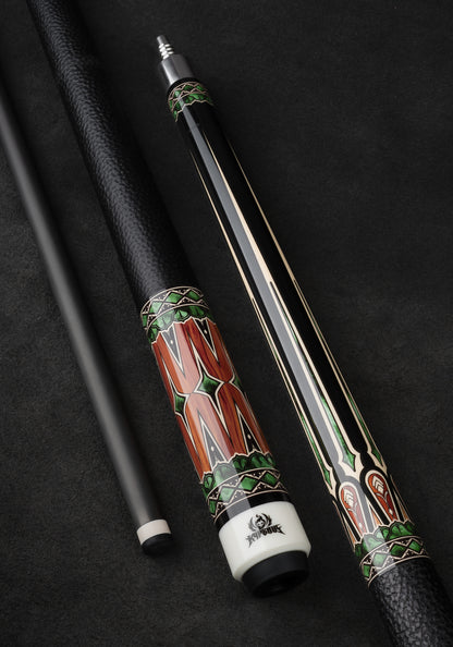 Iguarous Carbon Pool Cue, Hard Maple Cue Butt, Genuine Leather Wrap