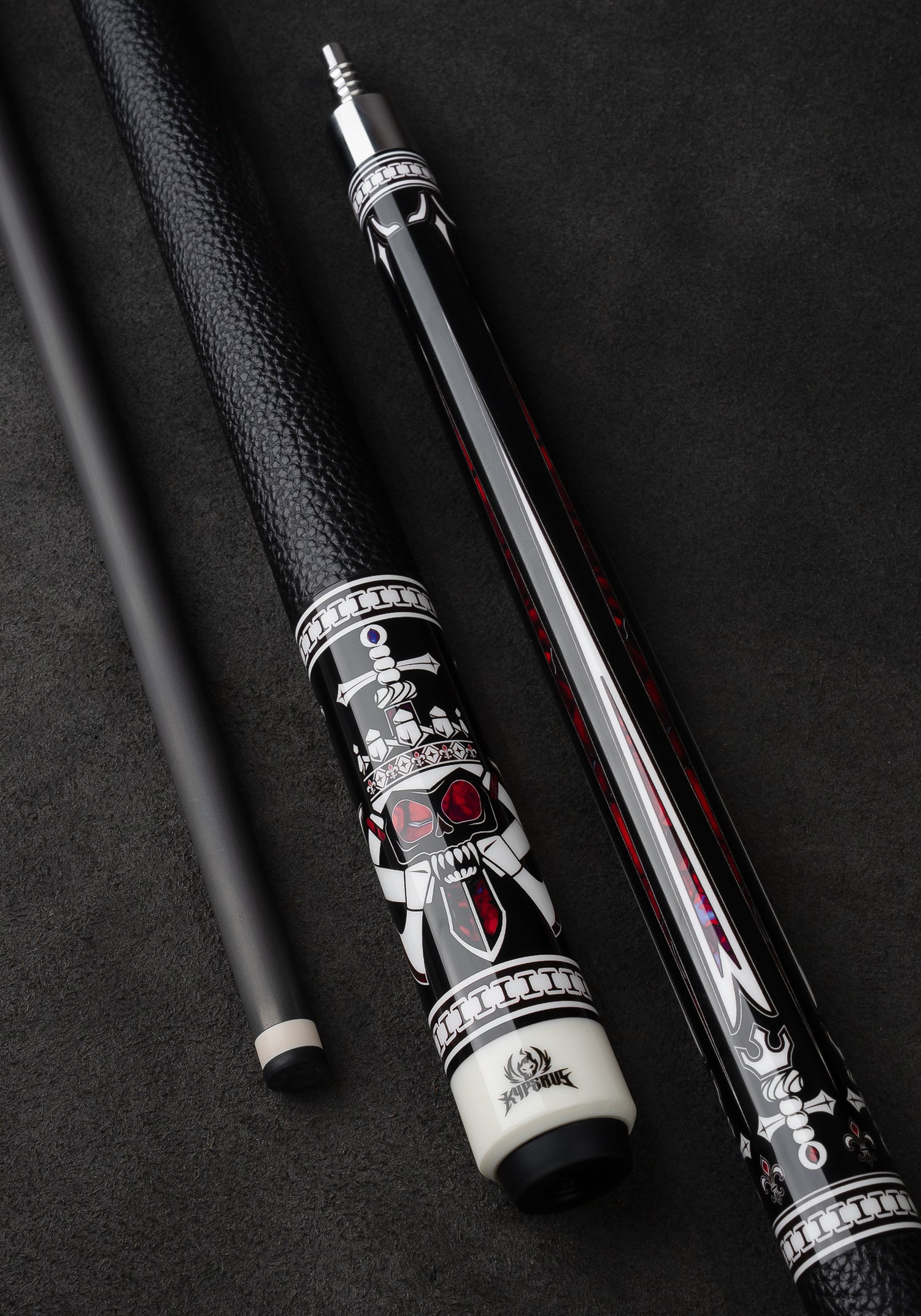 Ivarok Carbon Pool Cue, Hard Maple Cue Butt, Genuine Leather Wrap