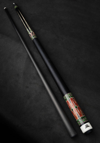 Iguarous Carbon Pool Cue, Hard Maple Cue Butt, Genuine Leather Wrap