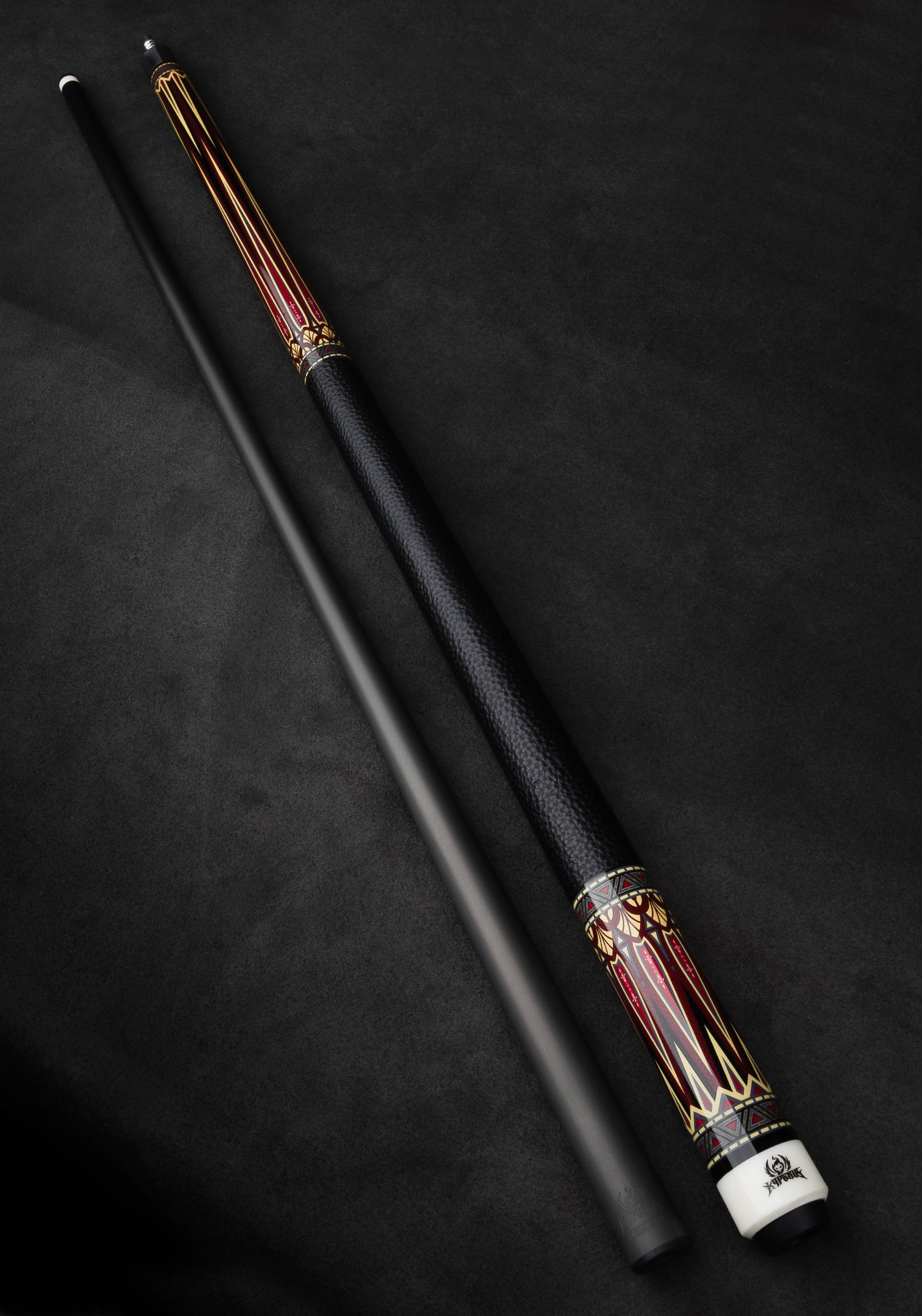 Nekhakh Carbon Pool Cue, Hard Maple Cue Butt, Genuine Leather Wrap